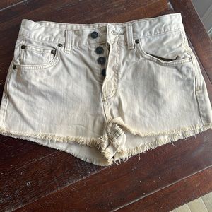 Free People | Uptown Button Fly 100% Cotton Cream Cutoff Jean Short 27 OB477648